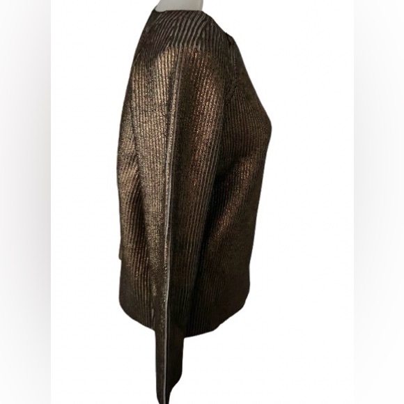 Metallic Gold Cardigan Sweater Jacket Vintage Designer Heavy XL Extra Large - Picture 5 of 12